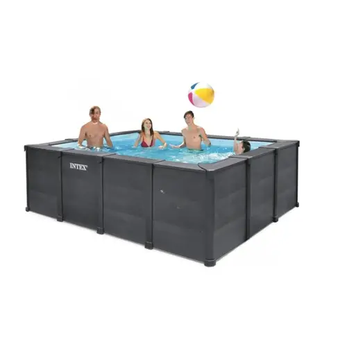 18' Round Graphite Gray Above Ground Pool With 52" Panels And Pump/liner/ladder