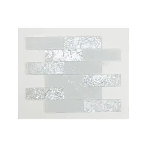 2" X 6" Glass Tile With Mesh Back Snowdrift White