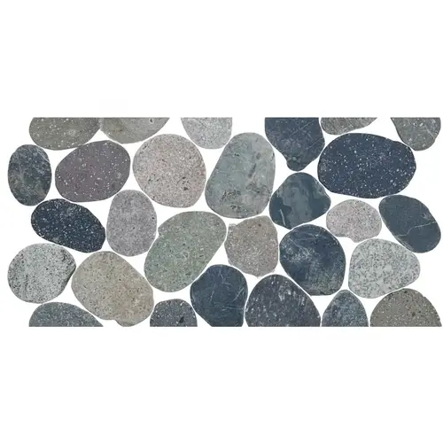 6" X 11 3/4" River Rocks Cobble Pebble Waterline Tile Grey Gray