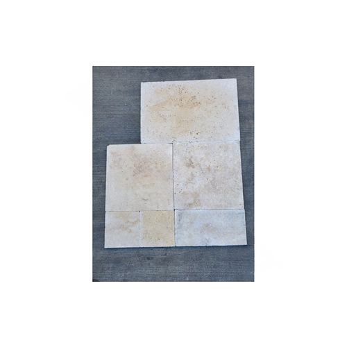 1.2 Cm X French Pattern Travertine Tumbled Dark Walnut Brown