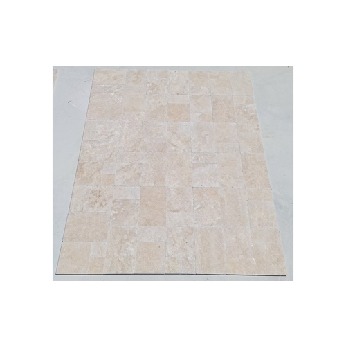 1.2cm X French Pattern Travertine Tumbled Ivory Beige