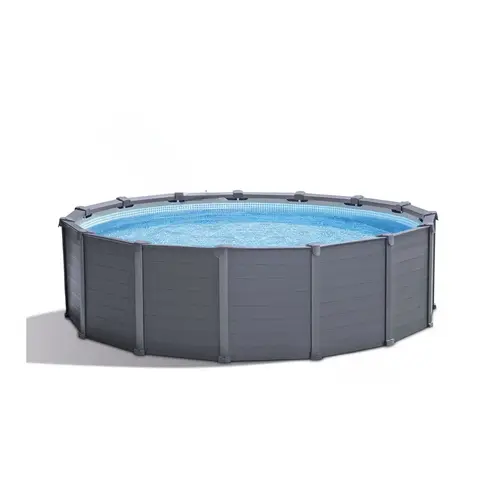 15' 8" Round Graphite Gray Above Ground Pool With 49" Panels/pump/ladder