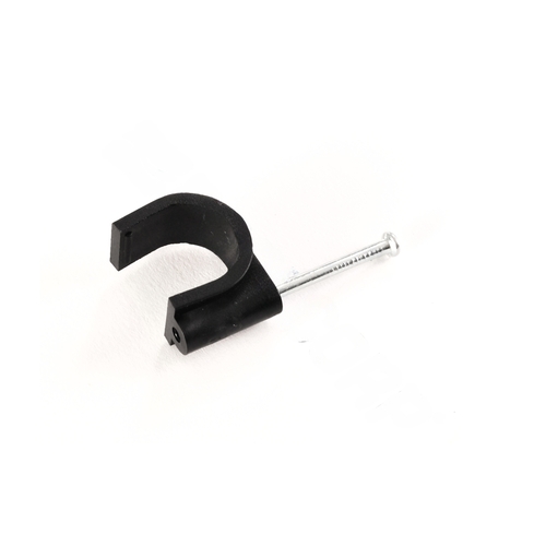 .5" Black Drip Poly Mounting Clamp With Nail 10 Per Bag