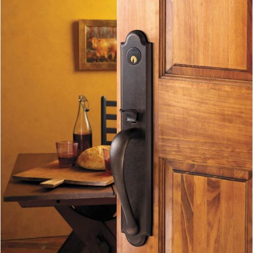 Boulder Full Escutcheon Left Hand Single Cylinder Entry Mortise Trim Distressed Oil Rubbed Bronze Finish