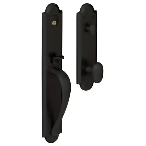 Knob Full Dummy Boulder Full Escutcheon Handleset Satin Black Finish