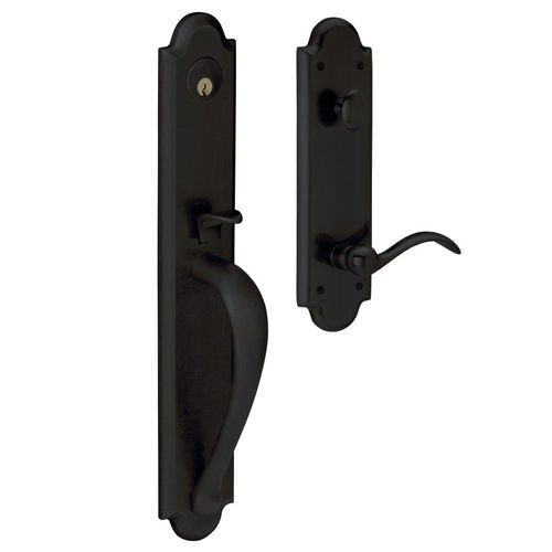 Left Hand Lever Entry Boulder Full Escutcheon Emergency Egress Handleset Satin Black Finish