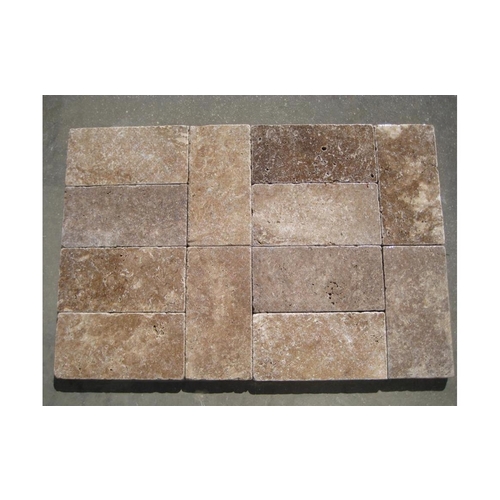 3cm 12" X 24" Travertine Tumbled Paver Dark Walnut