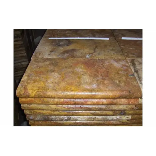 2" X 12" X 24" Scabos Travertine Tumbled Bullnose Coping