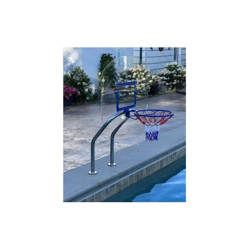 X2 Basketball Set With Silver Vein Dual Pole Frame, Net And Ball No Anchor