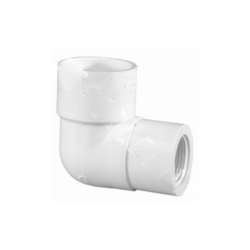 Pipe Elbow, 1 x 3/4 in, Slip x FPT, 90 deg Angle, PVC, White, SCH 40 Schedule