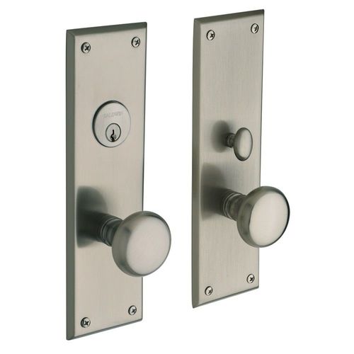 Baltimore Double Cylinder Entry Mortise Trim Satin Nickel Finish