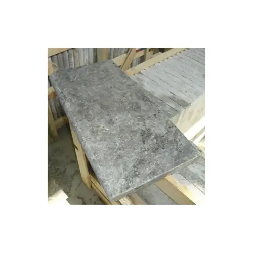 2" X 12" X 24" Dark Silver Travertine Tumbled Bullnose Coping