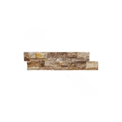 6" X 23" Split Face Travertine Ledger Stone Corner Scabos