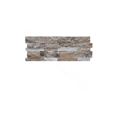 Split Face Ledger Stone Panel Silver-secil White