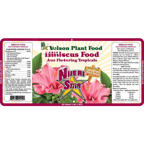 Nutri Star Hibiscus 25 Nelson 10-4-12 Hibiscus Food 25#