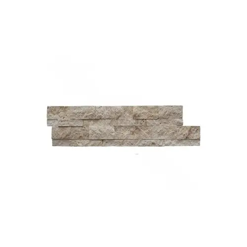 6" X 23" Split Face Travertine Ledger Stone Corner Ivory