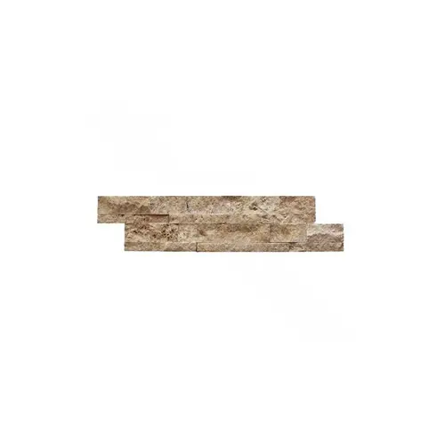 6" X 24" Split Face Travertine Ledger Stone Panel Noce