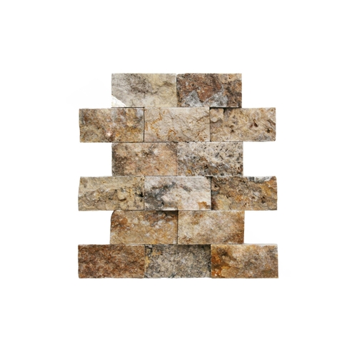 2" X 4" Split Face Mosaic Travertine Scabos