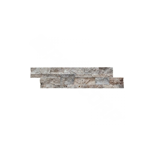 6" X 24" Split Face Travertine Ledger Stone Silver