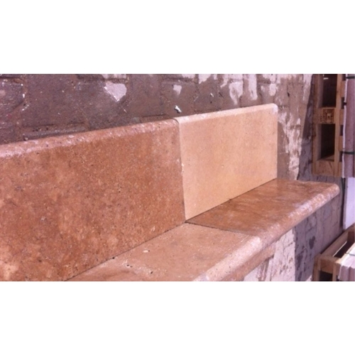 12" X 24" 3cm Dark Walnut Travertine Tumbled Bullnose Coping