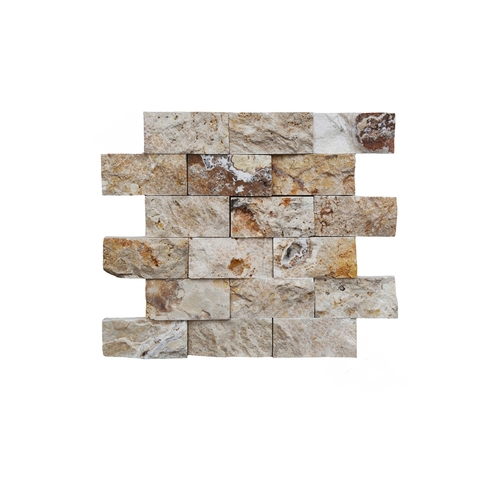 12 X 12 X 3/8 Split Face Mosaic Travertine Leonardo