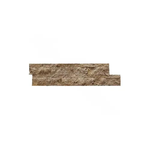 6" X 23" Split Face Travertine Ledger Stone Corner Noce