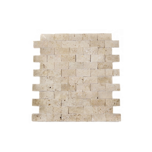 NPT 250-001 1 X 2 Split Face Travertine Mosaic Ivory