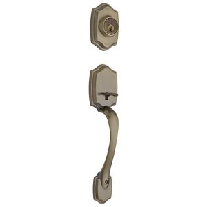 Belleview Double Cylinder Exterior Handleset SmartKey with RCAL Latch and RCS Strike Antique Brass Finish