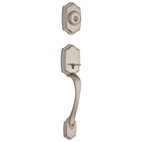 Belleview Single Cylinder Exterior Handleset with RCAL Latch and RCS Strike Satin Nickel Finish