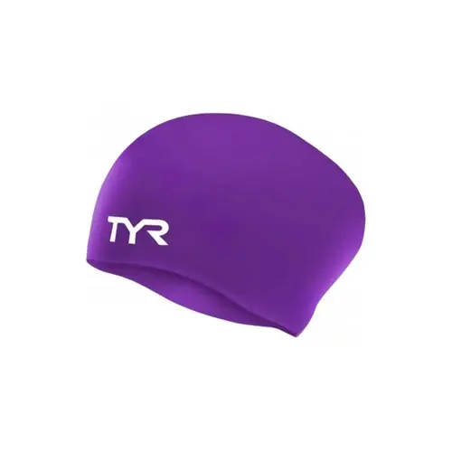 Adult Long Hair Wrinkle Free Silicone Swim Cap Purple