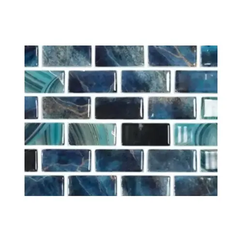 1 X 2 Nature Royal Brick Glass Tile 20 Sheets/case