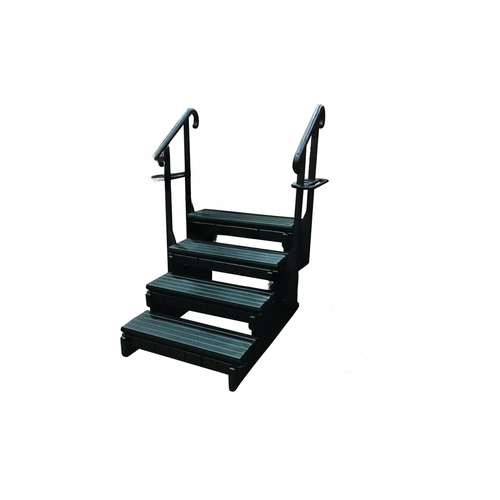 Confer Plastics SSS36-4-B-B 36" Black 4-tread Spa Step W/ Blk Frame