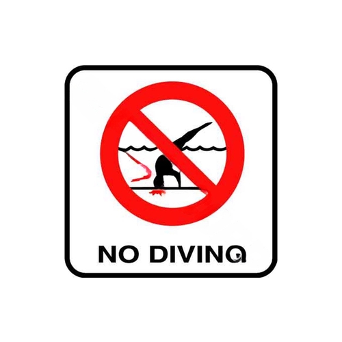 8x8 No Diving Non-skid Bw Vinyl Stick-on Depth Marker