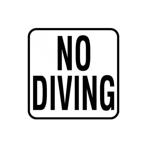 6x6 No Diving Text Non-skid Bw Vinyl Marker