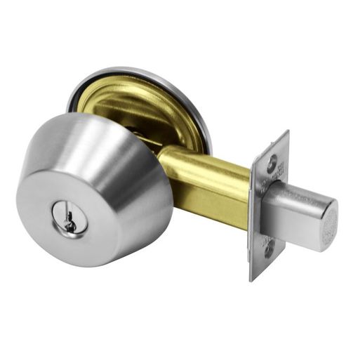 Single Cylinder Grade 1 Deadbolt with Small Format IC Prep and 2-3/4" Backset Satin Chrome Finish