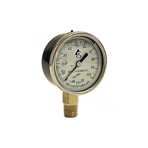 American Granby EILPG302-4L 2" Liquid Filled Steel Pressure Gauge With 1/4" Mip Lower Mount Gold