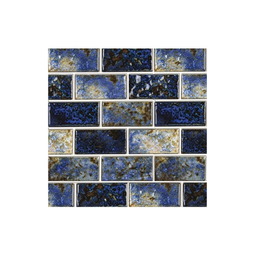 1" X 2" Baroque Stone Glossy Tile Blue