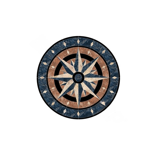 Custom Mosaics CLD-CMP-36 36" Compass Medallion Mosaic Pool Tile