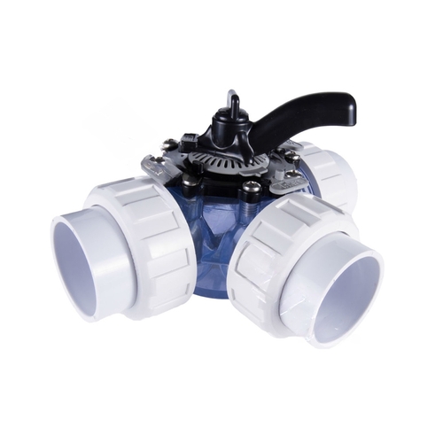 1.5" Union 3-port Clr Pvc Hydroseal Valve Clear