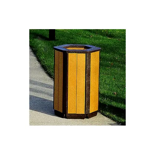 Hexagonal Waste Receptacle Brown