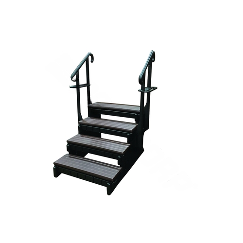 36" Espresso 4-tread Spa Step W/ Blk Frame