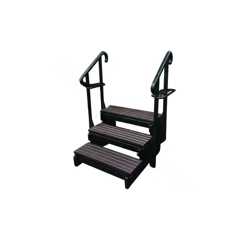 36" Espresso 3-tread Spa Step W/ Blk Frame