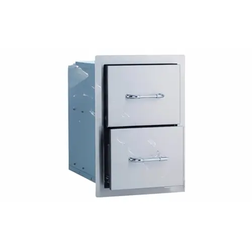 Double Drawer, 20-3/4 in L, 12-3/4 in W, 19-1/2 in H, 2 -Drawer, Stainless Steel