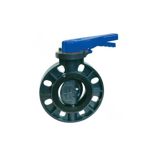 Butterfly Valve Pvc 6" Bfv Pvc/epdm Blue Lever Hdl Gray