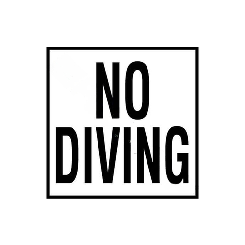 6x6 2" No Diving Text Non-skid Bw Depth Marker