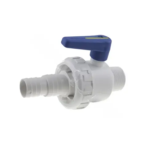 1 1/2" Single Union Blocked Ball Valve Mip/dual Hose - Full Size White