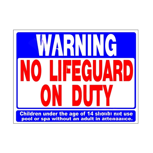 PoolStyle SW-1 Ps235 18"x24" Vertical Sign No Lifeguard On Duty Red/White/Blue