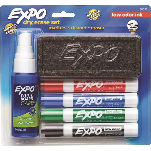 Low Odor Dry Erase Marker Starter Set, Assorted