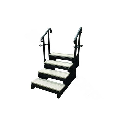 36" Taupe 4-tread Spa Step W/ Blk Frame