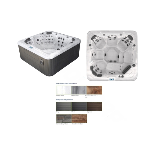 Sl753b Hot Tub Sterling Silver Int/black Ext W/ Circ Pump/led Jets